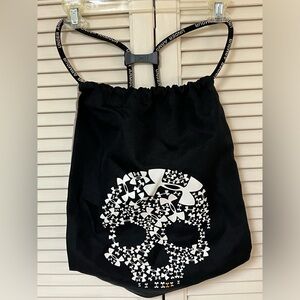 Under Armour Black Skull Double Strap With Clip Backpack - VGUC